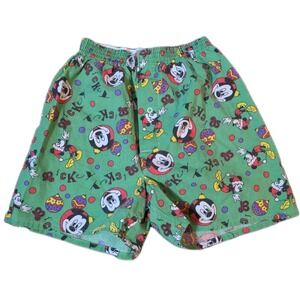Vtg 90s Disney Mickey Boxer Shorts Mens Small Allover Christmas Santa Cotton USA